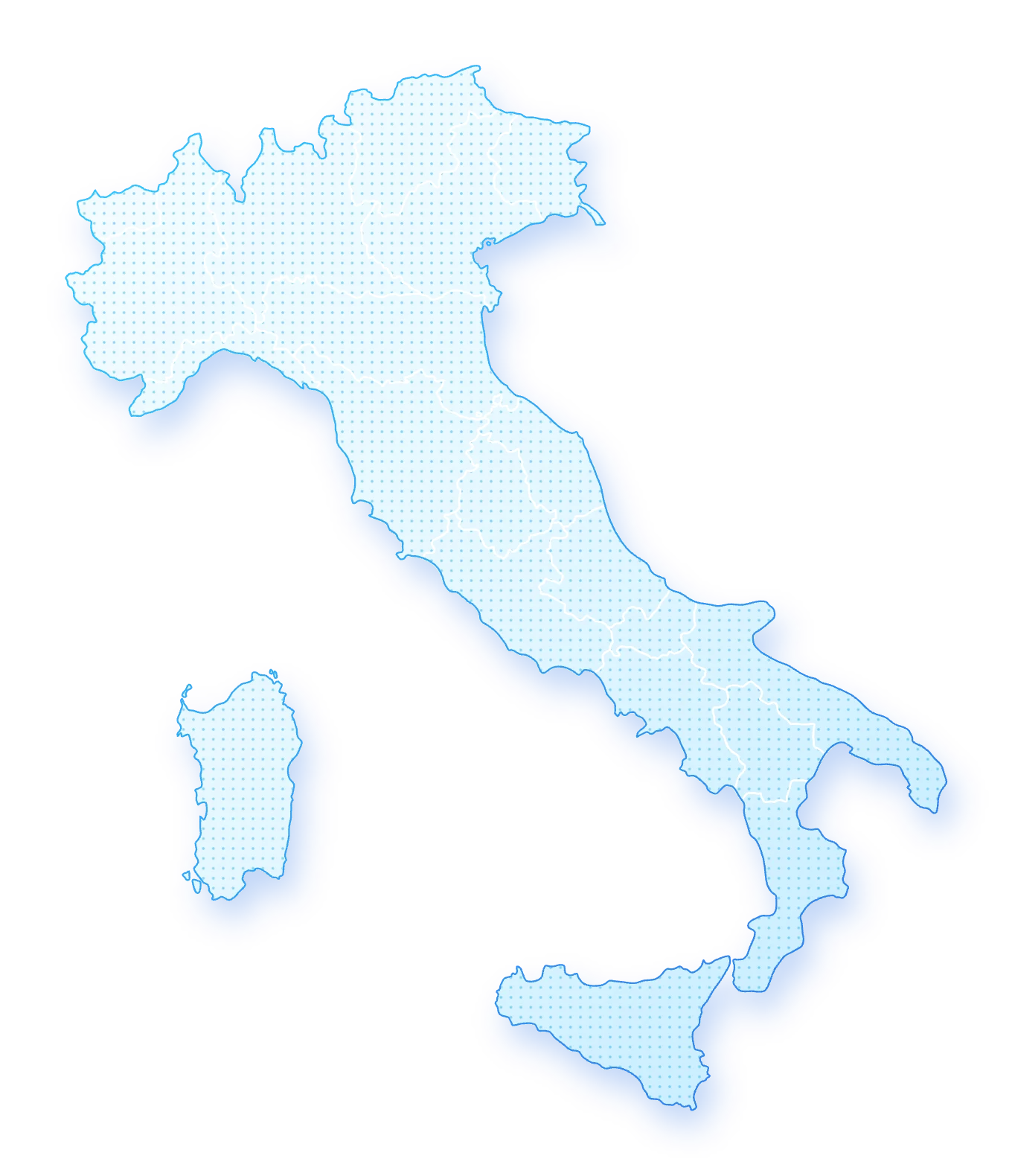Map of Italy showing the cities in the BikeBoom network